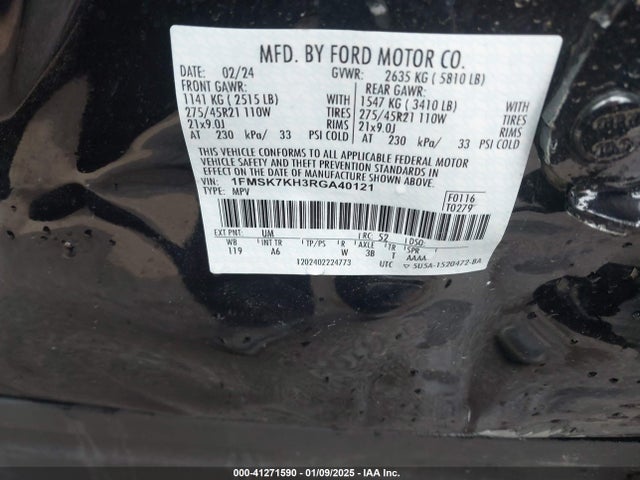 Ford Explorer St-line 2024 1FMSK7KH3RGA40121 Image 9