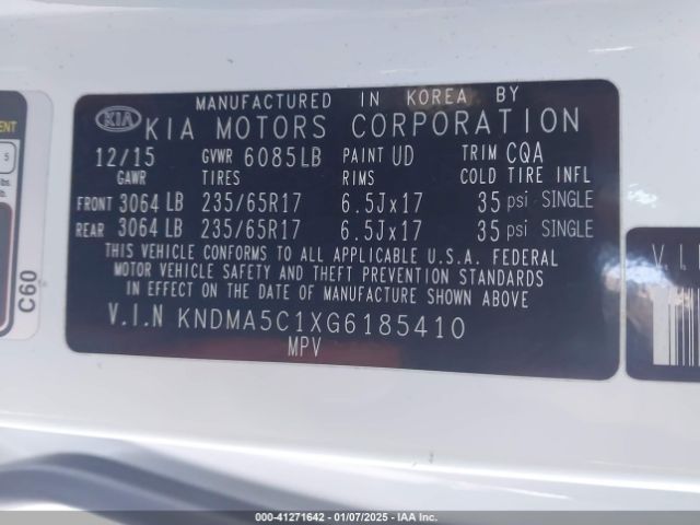 KNDMA5C1XG6185410 KIA Sedona L