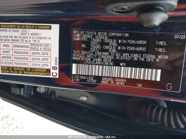 JTEKU5JR8P6188180 Toyota 4runner Limited