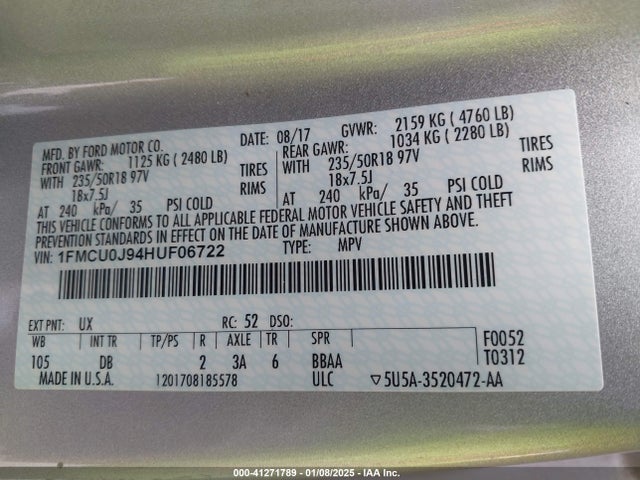 Ford Escape Titanium 2017 1FMCU0J94HUF06722 Image 9