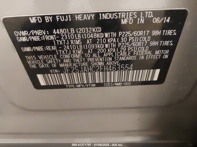 JF2SJAHC2FH463554 Subaru Forester 2.5i Limited