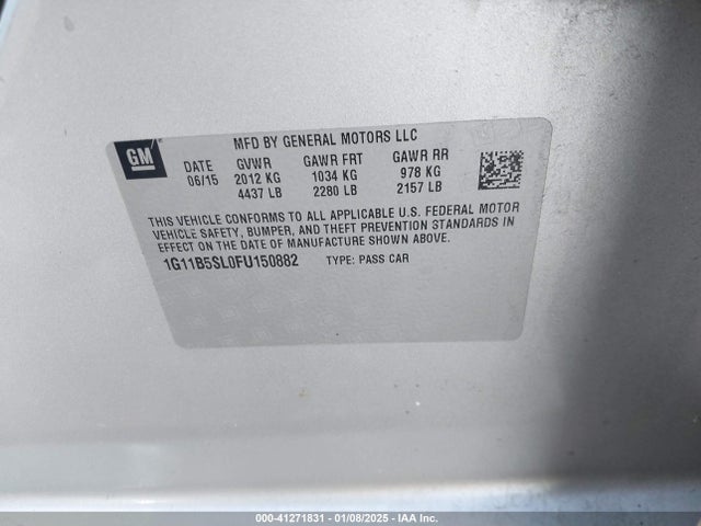Chevrolet MALIBU LS 2015 1G11B5SL0FU150882 Image 9