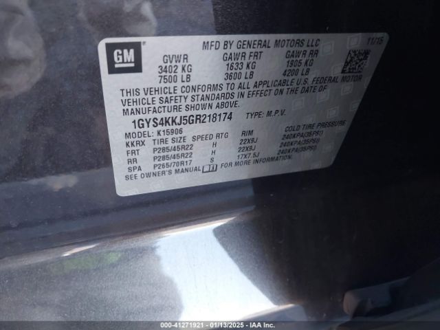 1GYS4KKJ5GR218174 Cadillac Escalade Esv Platinum