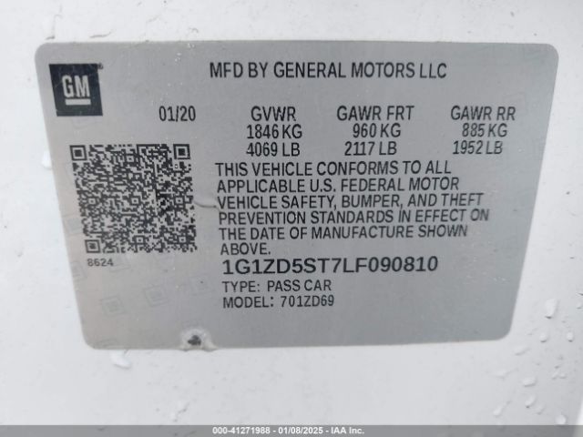 1G1ZD5ST7LF090810 Chevrolet Malibu Fwd Lt