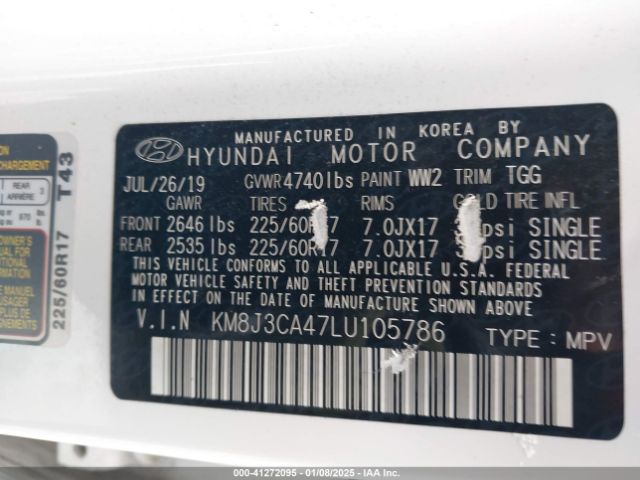 KM8J3CA47LU105786 Hyundai Tucson Value