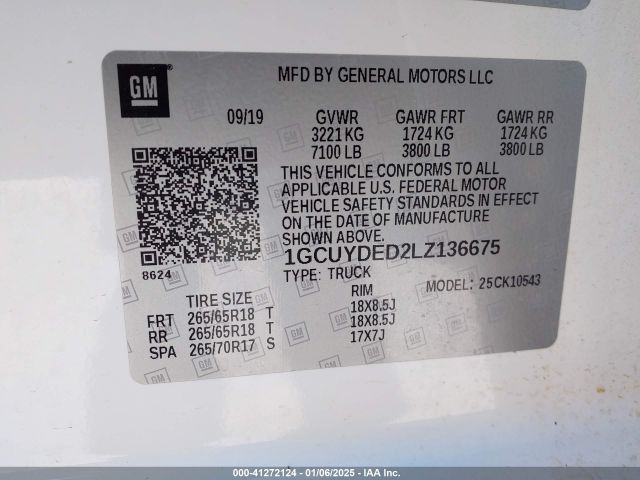 1GCUYDED2LZ136675 Chevrolet Silverado 1500 4wd  Short Bed Lt