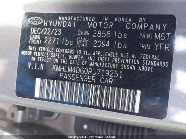 KMHLM4DG0RU719251 Hyundai ELANTRA SEL