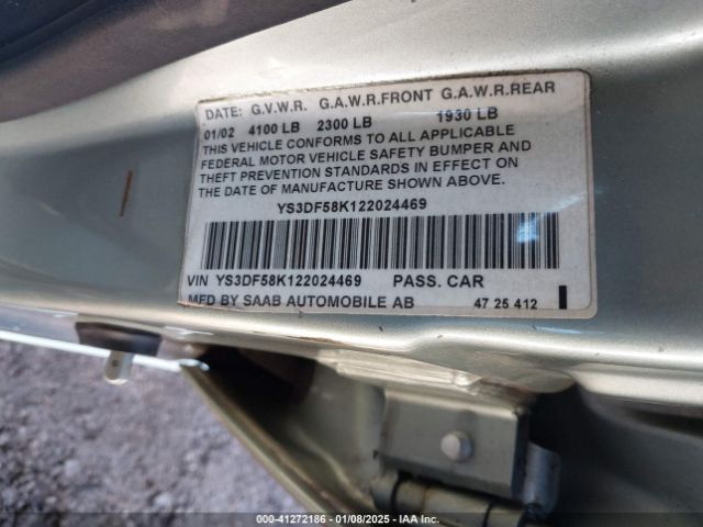 2002 SAAB 9-3 YS3DF58K122024469 Photo 8