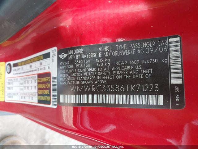 2006 MINI COOPER WMWRC33586TK71223 Photo 8