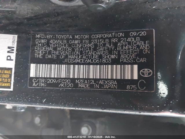 JTDS4MCE6MJ061803 Toyota COROLLA SE