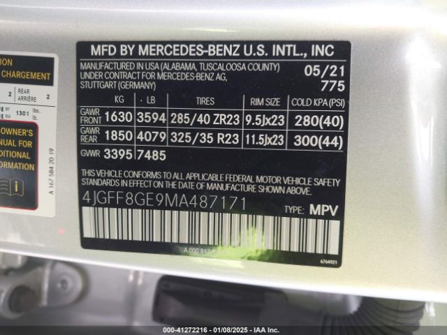 4JGFF8GE9MA487171 Mercedes-Benz Gls 580 4matic