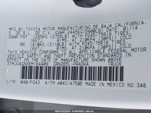 3TMJU4GNXEM164409 Toyota Tacoma Prerunner V6