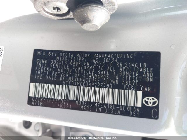 5YFB4MDE3RP227793 Toyota COROLLA LE