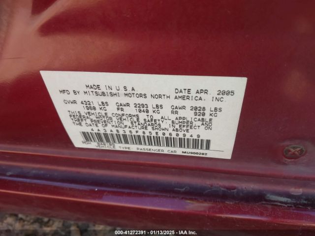 2005 MITSUBISHI GALANT 4A3AB36F85E060949 Photo 8