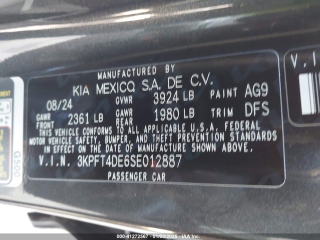KIA K4 Lxs 2025 3KPFT4DE6SE012887 Image 9