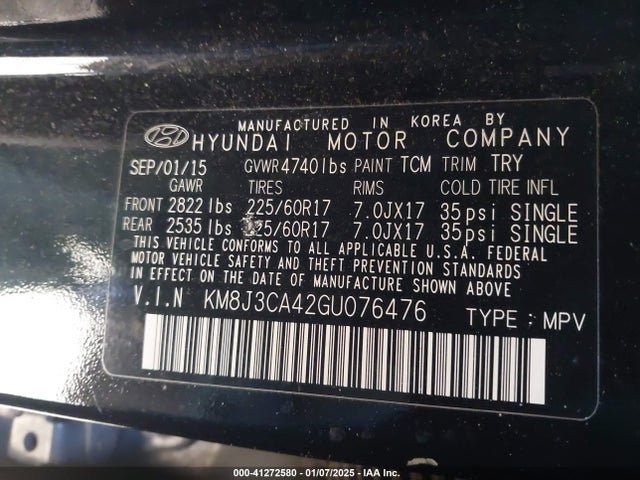 Hyundai TUCSON SE 2016 KM8J3CA42GU076476 Image 9