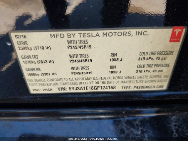 5YJSA1E18GF124168 Tesla Model S 60/70/75/85
