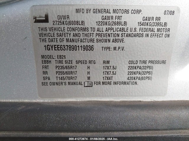 2009 CADILLAC SRX 1GYEE637890119036 Photo 8