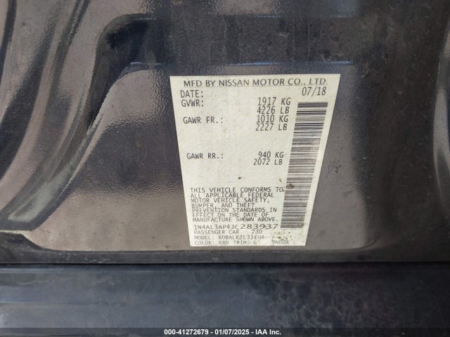 1N4AL3AP4JC283937 Nissan Altima 2.5 Sl