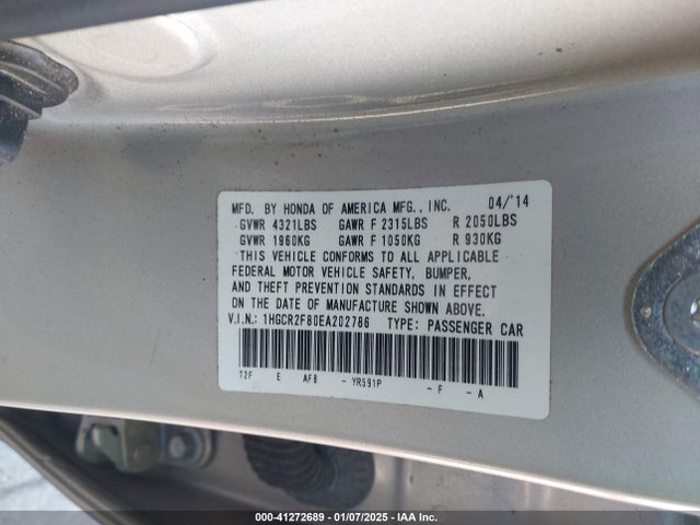 Honda Accord Ex-l 2014 1HGCR2F80EA202786 Image 9