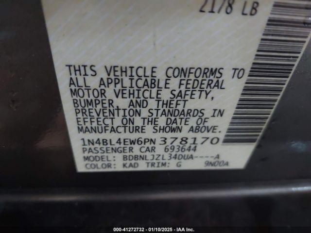 1N4BL4EW6PN378170 Nissan Altima Sl Intelligent Awd