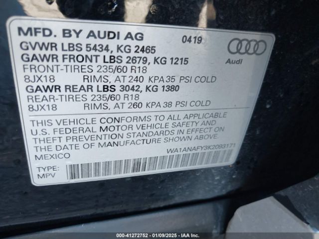 WA1ANAFY3K2093171 Audi Q5 45 Premium