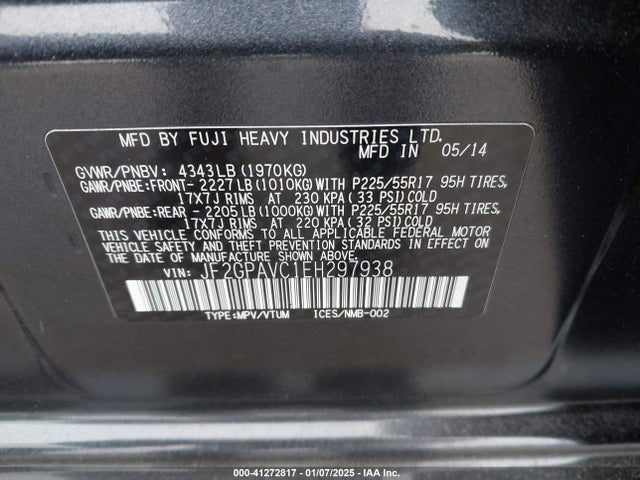 JF2GPAVC1EH297938 Subaru Xv Crosstrek 2.0i Premium