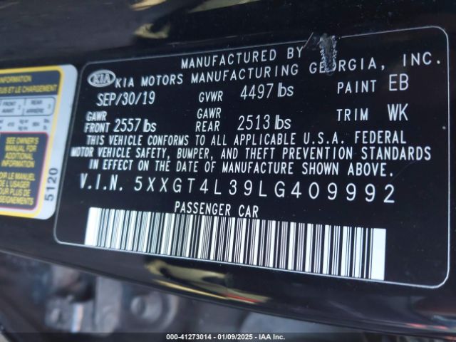 5XXGT4L39LG409992 KIA Optima Lx