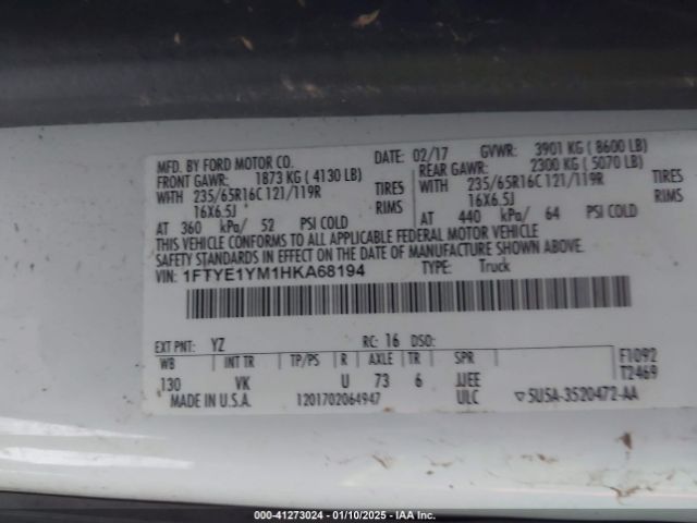 1FTYE1YM1HKA68194 Ford Transit-150