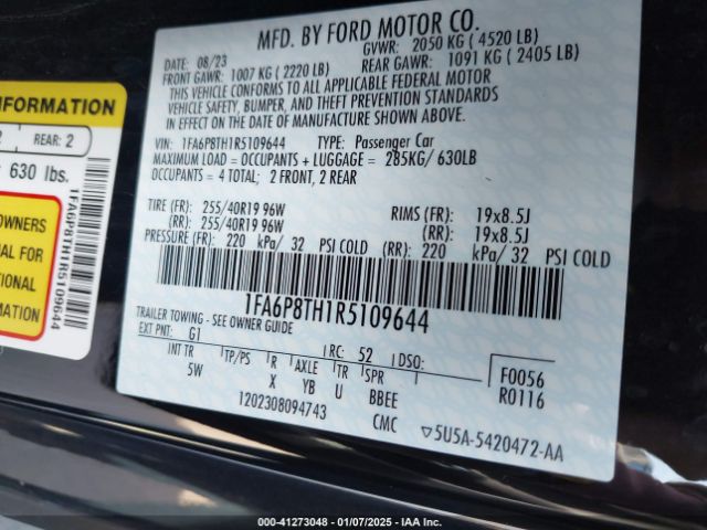 1FA6P8TH1R5109644 Ford Mustang Ecoboost Premium Fastback