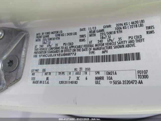 1FMCU0JX1EUB68772 Ford Escape Titanium