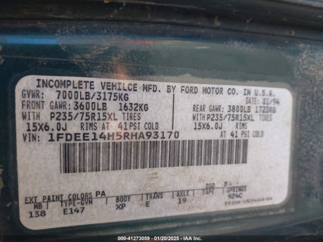 1994 FORD ECONOLINE 1FDEE14H5RHA93170 Photo 8