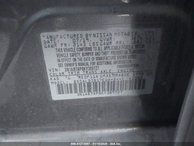 Nissan SENTRA SV 2019 3N1AB7AP8KY389727 Image 9