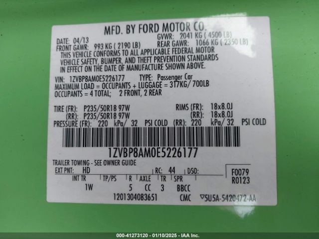 1ZVBP8AM0E5226177 Ford Mustang V6