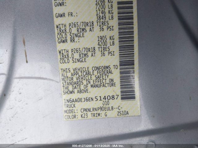 1N6AA0EJ6EN514087 Nissan TITAN S