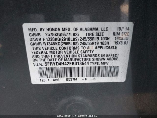 5FRYD4H42FB018644 Acura Mdx Technology Package