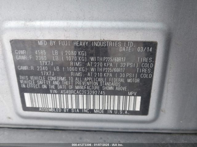 4S4BRCAC2E3292745 Subaru Outback 2.5i
