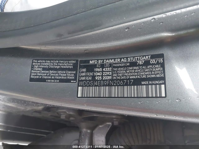 WDDSJ4EB9FN206717 Mercedes-Benz CLA 250