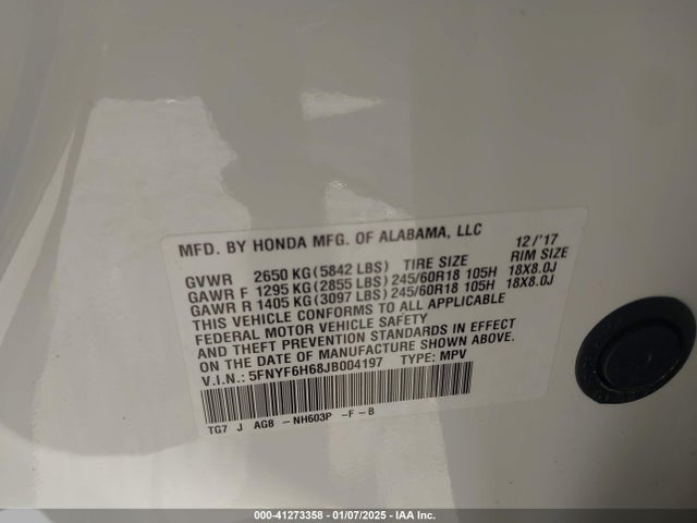 Honda Pilot Ex-l 2018 5FNYF6H68JB004197 Image 9
