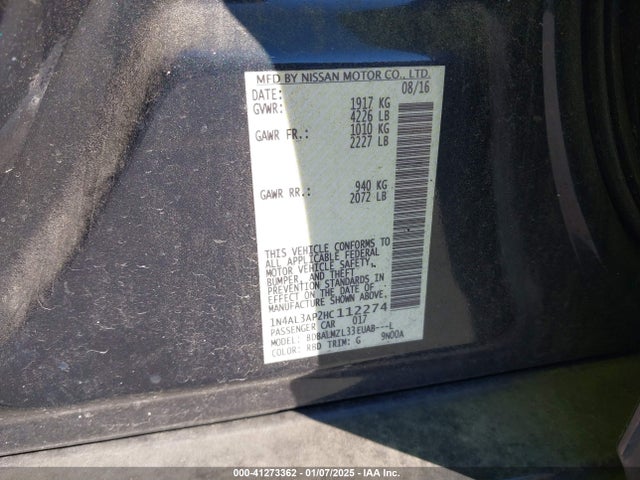 Nissan Altima 2.5 Sv 2017 1N4AL3AP2HC112274 Image 9