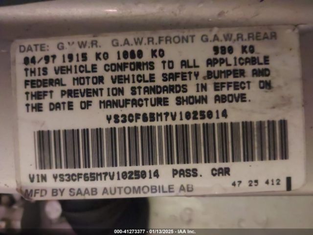 1997 SAAB 9000 YS3CF65M7V1025014 Photo 8