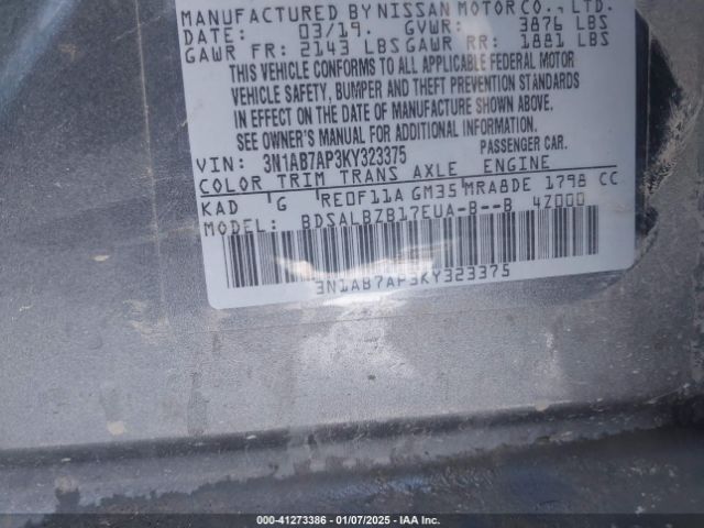 3N1AB7AP3KY323375 Nissan SENTRA S