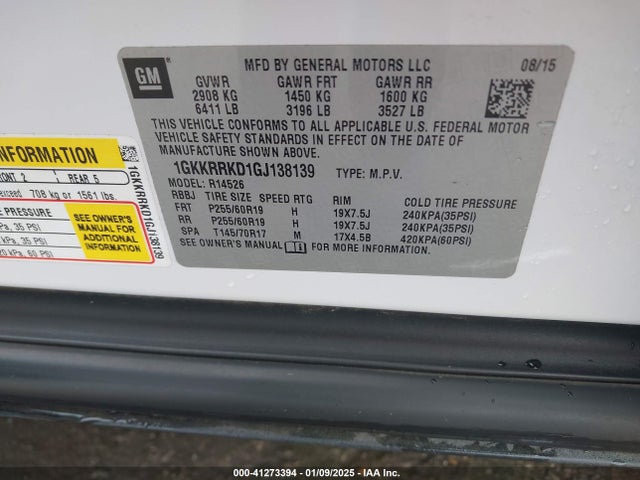 GMC Acadia Slt-1 2016 1GKKRRKD1GJ138139 Image 9
