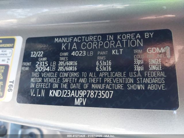 KNDJ23AU9P7873507 KIA SOUL LX