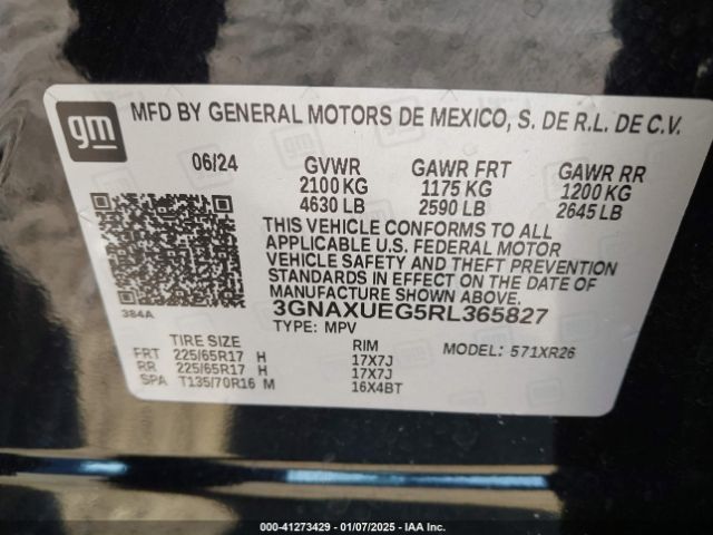 3GNAXUEG5RL365827 Chevrolet Equinox Awd Lt