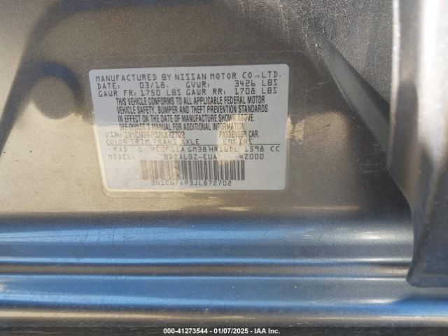 3N1CN7AP3JL872702 Nissan Versa 1.6 Sv