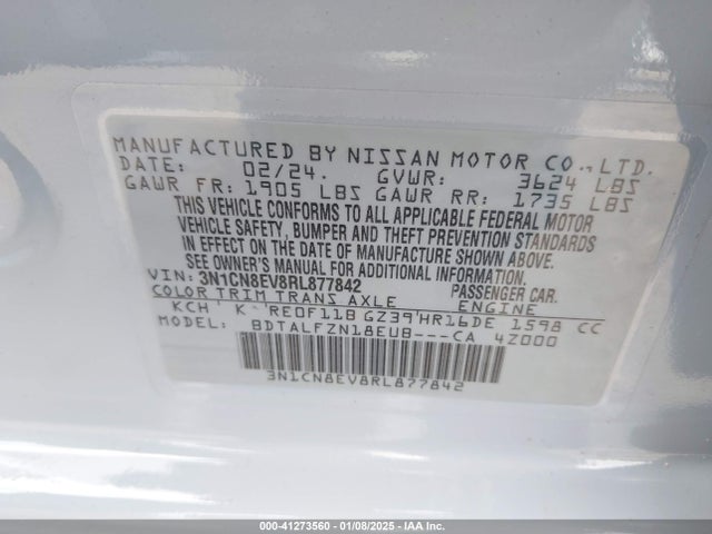 3N1CN8EV8RL877842 Nissan Versa 1.6 Sv