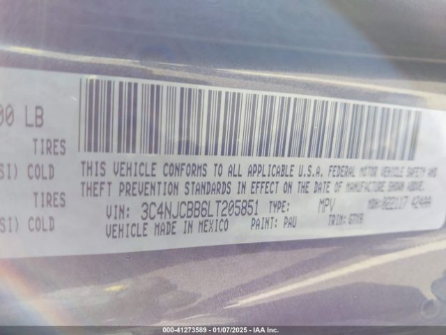 3C4NJCBB6LT205851 Jeep Compass Altitude Fwd