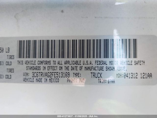 3C6TRVAG2FE513169 RAM Promaster 1500 Low Roof