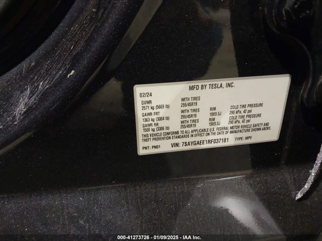 2024 TESLA MODEL Y 7SAYGAEE1RF037181 Photo 8